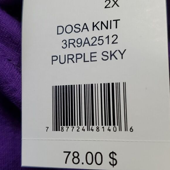 TAHARI DOSA KNIT TOP. PURPLE SKY. NWT. Size 2X. Long sleeves. - Picture 6 of 8